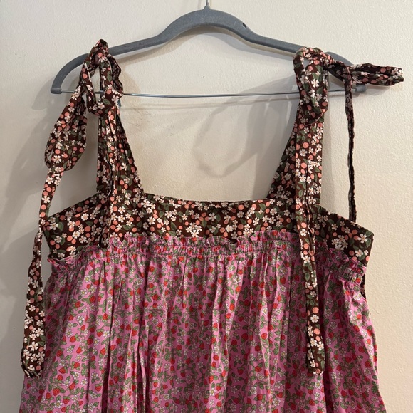 Loeffler Randall Cottagecore Fruit BerriesTie Tank Top Ruffle Maxi Dress Medium - Picture 6 of 7